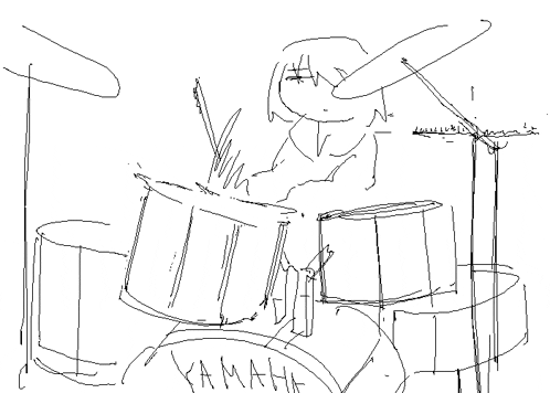 a drawing of a drum set with the word yamaha on the drum