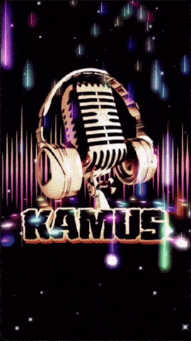 a picture of a microphone and headphones with the word kamus in the corner