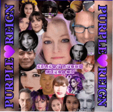 a collage of people with the words purple reign on the top