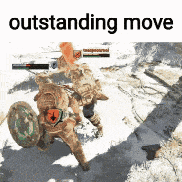 a screenshot of a video game with the words outstanding move above it