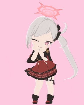 a cartoon drawing of a girl with white hair and a halo on her head