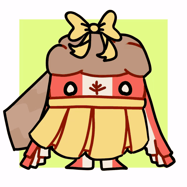 a cartoon drawing of a person wearing a canadian flag dress