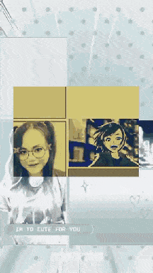 a collage of pictures of a girl with glasses and the words i 'm to cute for you
