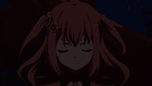 a girl with pink hair and a flower in her hair