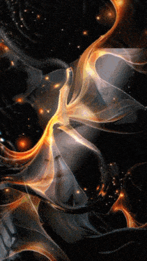 a black background with a swirl of orange and gray