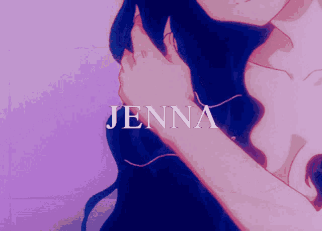 the name jenna is on a purple background with a woman