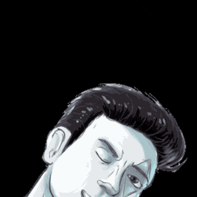 a drawing of a man with his eyes closed and a smile