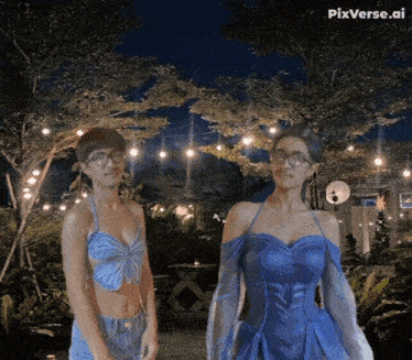 two women standing next to each other with pixverse.ai on the bottom