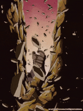 a drawing of a person breaking through a wall
