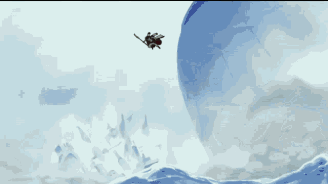 a man in a white coat is flying through the air