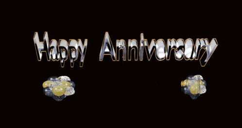 a black background with the words happy anniversary in gold letters