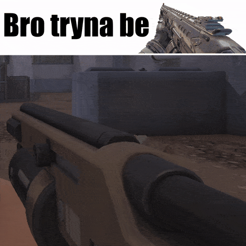 a picture of a gun with the words bro tryna be on it