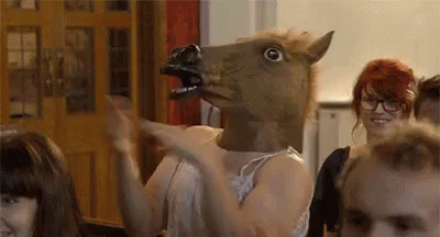 Horse Mask Clapping GIF - Horse Mask Clapping I Love It GIFs