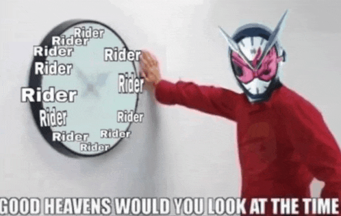 a picture of a clock with rider written on it