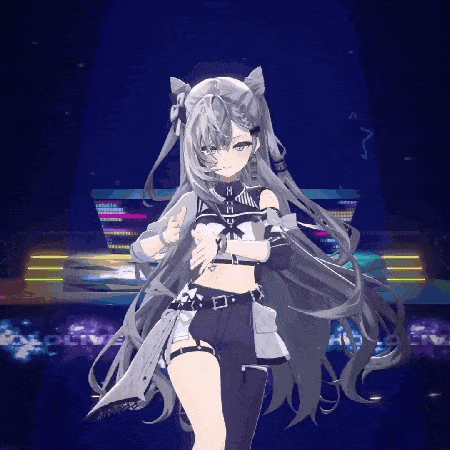 a girl with long hair is dancing on a stage in a video game