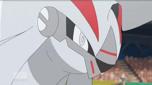 a close up of a cartoon character with red and white stripes