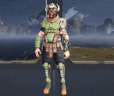 a video game character with a helmet and a backpack