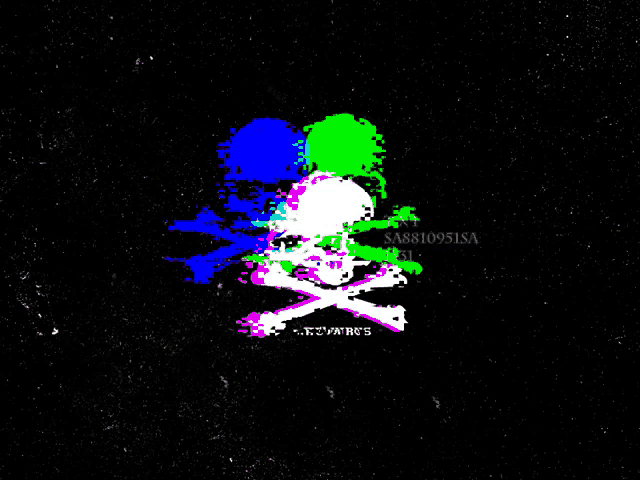 a colorful pixel art of a person with a skull on their head