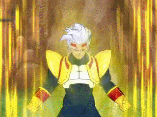a cartoon character is standing in front of a yellow background