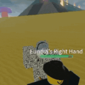 a video game character with the name euncla 's right hand on the screen .