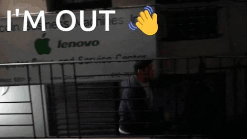 a sign that says i 'm out in front of a lenovo store