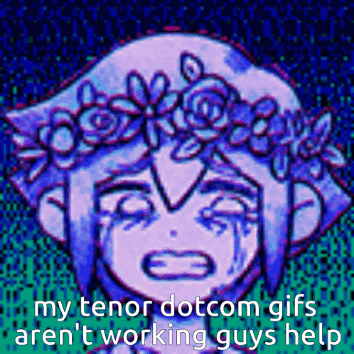 a cartoon of a girl with a flower crown on her head crying