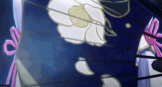 a painting of a flower on a blue background