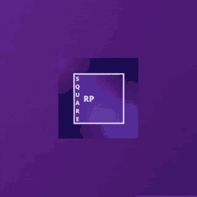 a purple background with square rp written in white on it