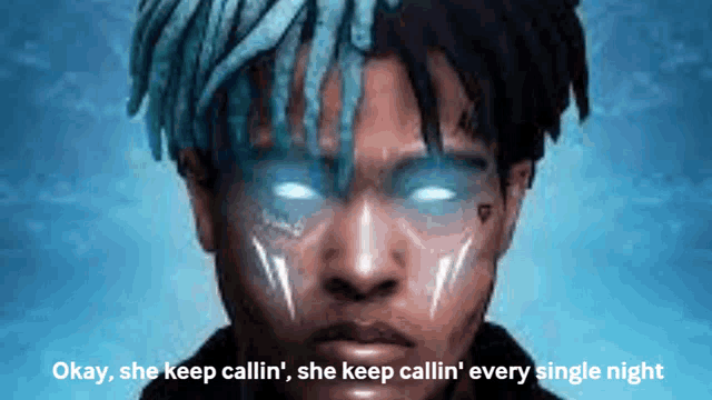 a close up of a man 's face with the words okay she keep callin '