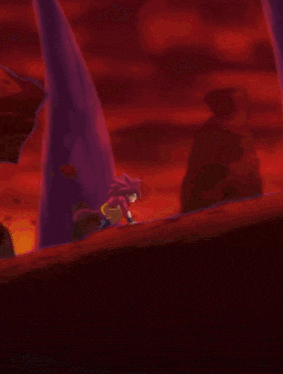 a cartoon character with pink hair and a muscled chest