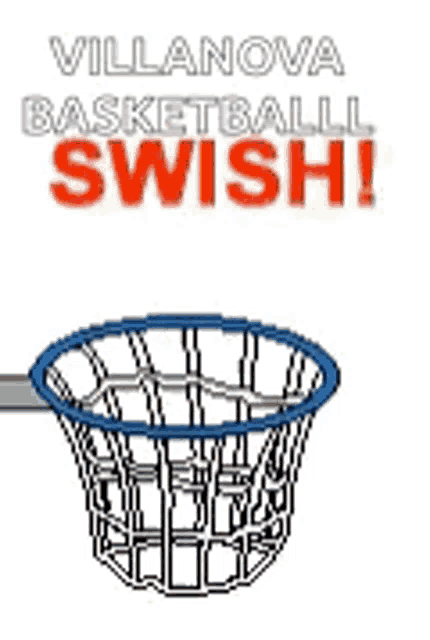 a cartoon of a basketball going through a hoop .