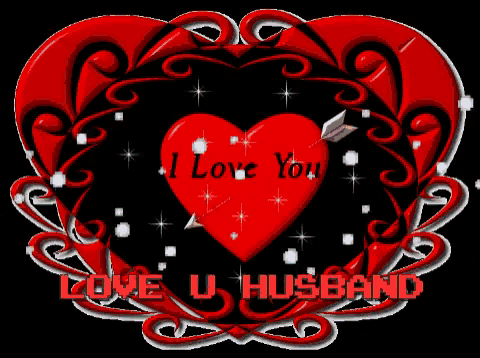 a red heart with the words " i love you love u husband " on it