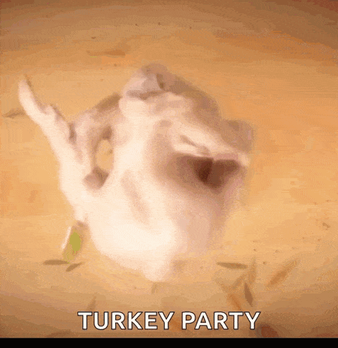 a picture of a turkey with the words " turkey party " below it