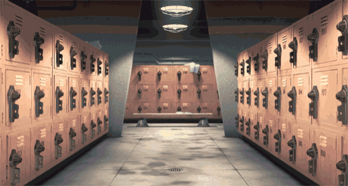 a row of lockers in a locker room with the numbers 1 through 97