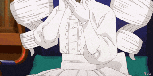 a drawing of a woman in a white dress with the letters ssz on the bottom right