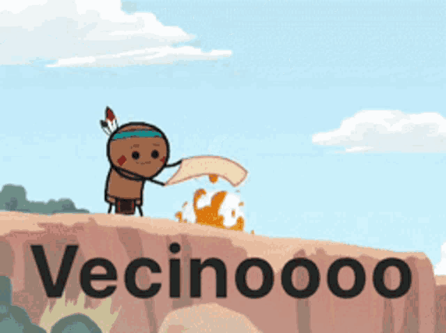 a cartoon illustration of a cliff with the word vecinooo on the bottom