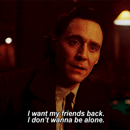 a man in a suit and tie says " i want my friends back i don t wanna be alone "