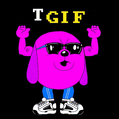 a cartoon character with sunglasses and the word tgif