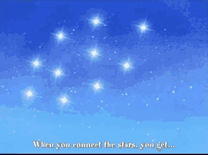 a blue background with the words " when you connect the stars you get " on it