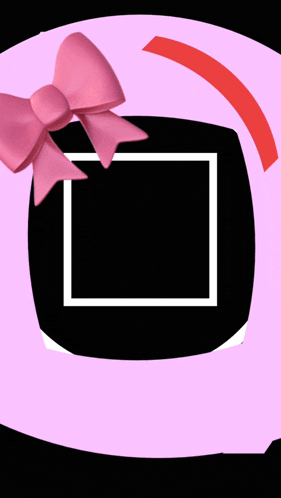 a pink square with a pink bow on top