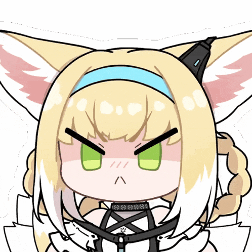 a cartoon drawing of a fox girl with a very angry look on her face