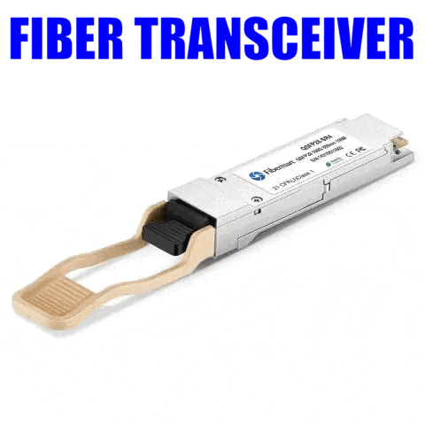 a picture of a fiber transceiver with a label on it