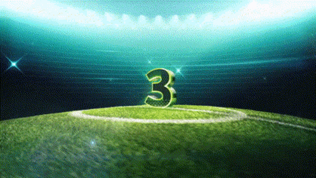 the number 3 is glowing in the middle of a baseball field