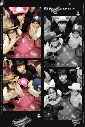 a group of people wearing cowboy hats and glasses with the words photo raze dazzle on the bottom right