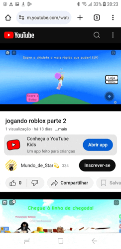 a screenshot of a youtube page with a game called jogando roblox parte 2