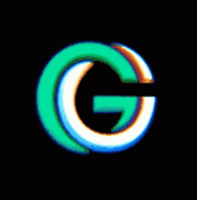 the letter g is in a circle on a black background .