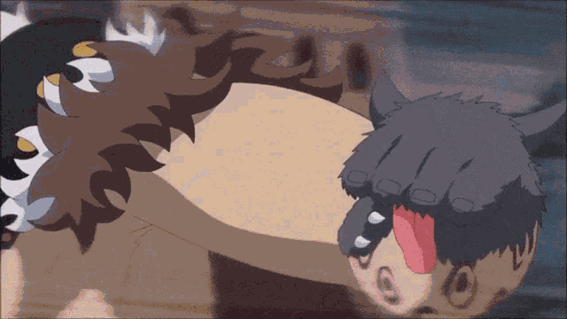 a cartoon drawing of a wolf with its tongue out and the number 6 on its chest