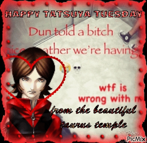 a happy tatsuya tuesday card with a picture of a boy