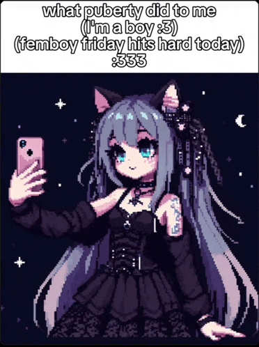 a pixel art drawing of a girl taking a selfie