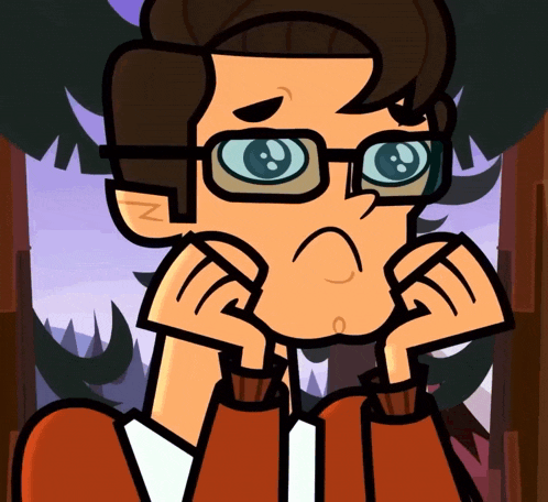 a cartoon character with glasses has his hands on his face